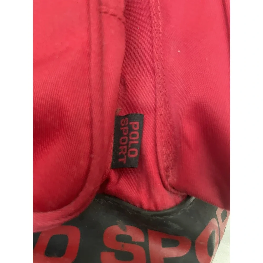 Vintage Polo Sport Ralph Lauren Backpack Red Drawstring USA Flag Y2K